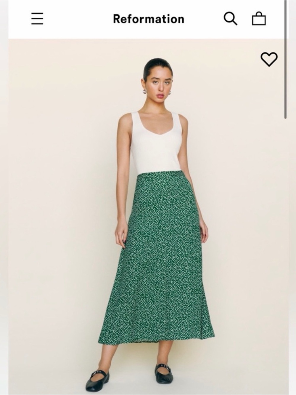 Reformation Bea Skirt Wyoming Print Green Floral
